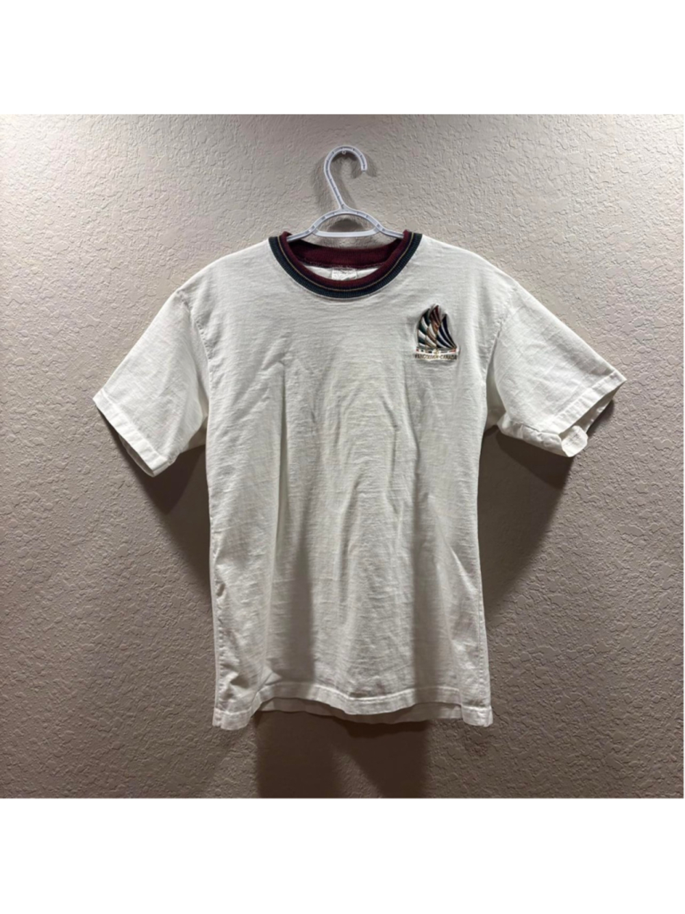 Vancouver Canada white and burgundy sailing vintage ash tee